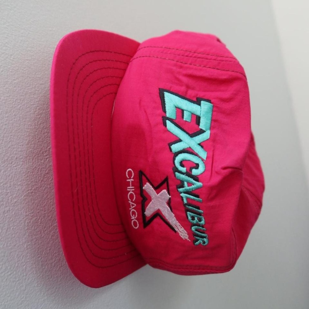 80s Chicago Retro Excalibur Snapback Vintage Pink Blue White Authentic‎